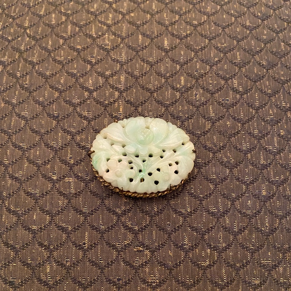 Carved Jade Brooch